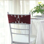 5 Spandex Stretchable Chair Sashes with Silver Diamond Ring Buckle