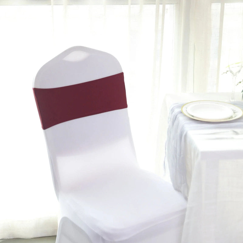 5 Spandex Stretchable Chair Sashes with Silver Diamond Ring Buckle