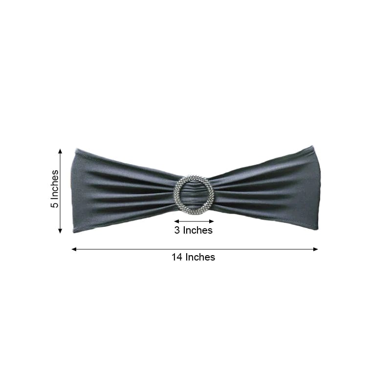 5 Spandex Stretchable Chair Sashes with Silver Diamond Ring Buckle