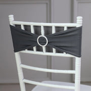 5 Spandex Stretchable Chair Sashes with Silver Diamond Ring Buckle