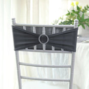 5 Spandex Stretchable Chair Sashes with Silver Diamond Ring Buckle