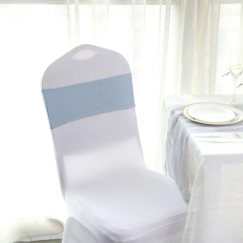 5 Spandex Stretchable Chair Sashes with Silver Diamond Ring Buckle