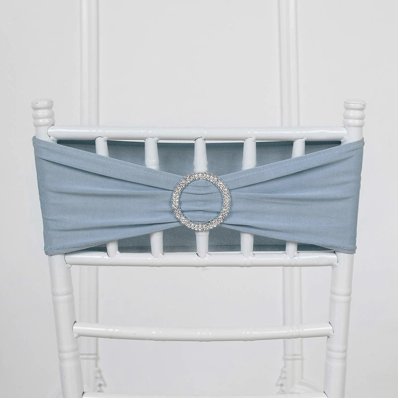 5 Spandex Stretchable Chair Sashes with Silver Diamond Ring Buckle