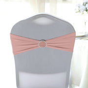 5 Spandex Stretchable Chair Sashes with Silver Diamond Ring Buckle