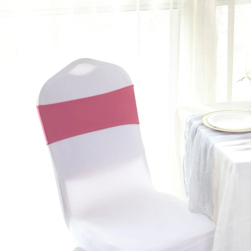 5 Spandex Stretchable Chair Sashes with Silver Diamond Ring Buckle
