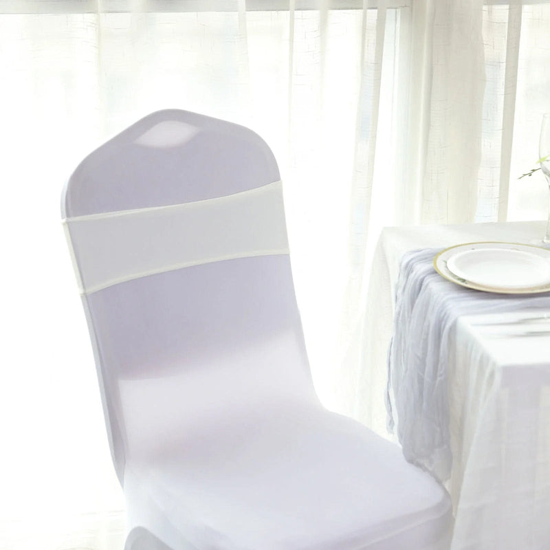 5 Spandex Stretchable Chair Sashes with Silver Diamond Ring Buckle
