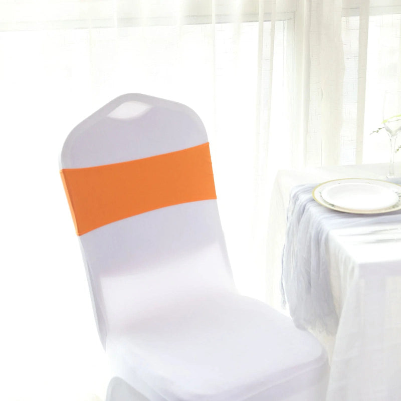 5 Spandex Stretchable Chair Sashes with Silver Diamond Ring Buckle