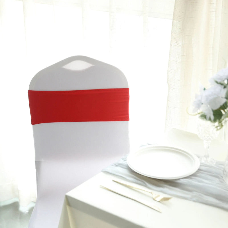 5 Spandex Stretchable Chair Sashes with Silver Diamond Ring Buckle