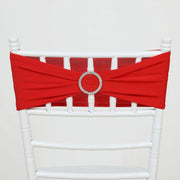 5 Spandex Stretchable Chair Sashes with Silver Diamond Ring Buckle