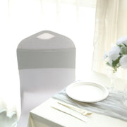5 Spandex Stretchable Chair Sashes with Silver Diamond Ring Buckle