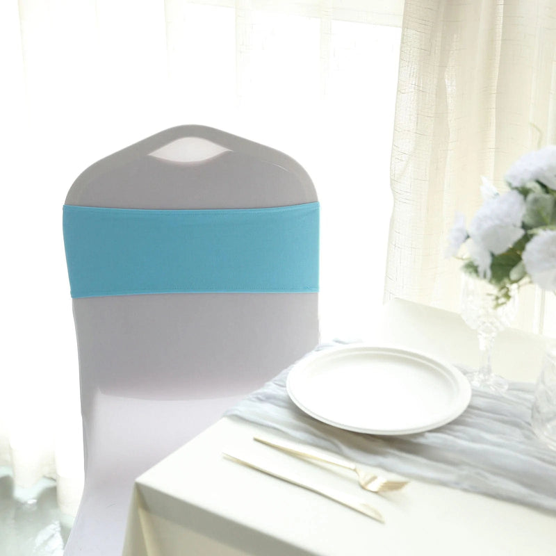 5 Spandex Stretchable Chair Sashes with Silver Diamond Ring Buckle