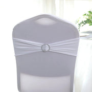5 Spandex Stretchable Chair Sashes with Silver Diamond Ring Buckle
