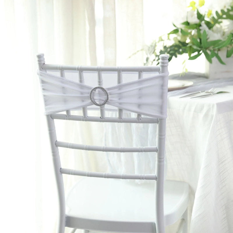 5 Spandex Stretchable Chair Sashes with Silver Diamond Ring Buckle