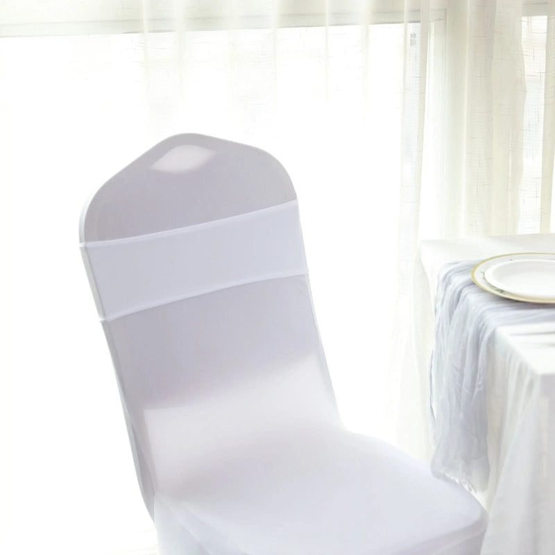 5 Spandex Stretchable Chair Sashes with Silver Diamond Ring Buckle