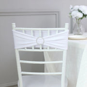 5 Spandex Stretchable Chair Sashes with Silver Diamond Ring Buckle