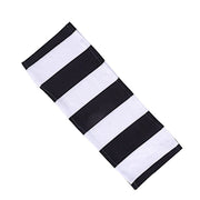 5 Striped 5" x 14" Spandex Fitted Chair Sashes - Black and White SASH_SPX15_BLK