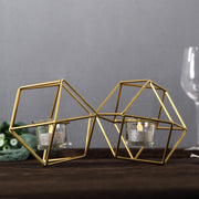 5" tall 2 Jointed Geometric Stand with Glass Votive Candle Holders