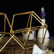 5" tall 2 Jointed Geometric Stand with Glass Votive Candle Holders