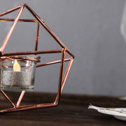 5" tall 2 Jointed Geometric Stand with Glass Votive Candle Holders