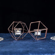 5" tall 2 Jointed Geometric Stand with Glass Votive Candle Holders