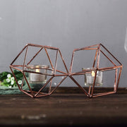 5" tall 2 Jointed Geometric Stand with Glass Votive Candle Holders