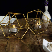 5" tall 2 Jointed Geometric Stand with Glass Votive Candle Holders