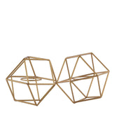 5" tall 2 Jointed Geometric Stand with Glass Votive Candle Holders IRON_CAND_010_GOLD