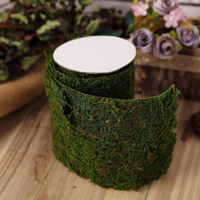 5" x 48" Natural Moss Ribbon Roll Wedding Crafts Decorations - Green MOSS_RIB_5_GRN