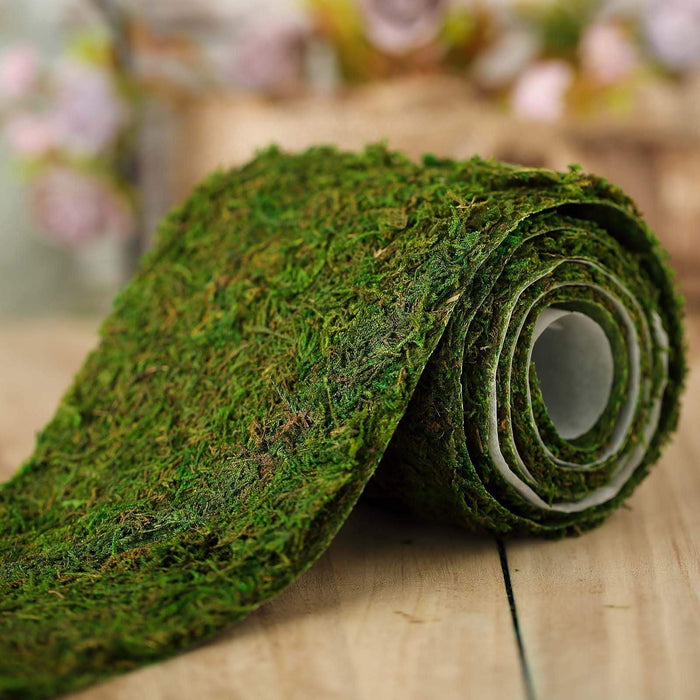 5" x 48" Natural Moss Ribbon Roll Wedding Crafts Decorations - Green MOSS_RIB_5_GRN