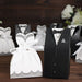 50 Favor Boxes Wedding Dress and Tuxedo Gift Holders - Black and White BOX_2X4_WED01_SET