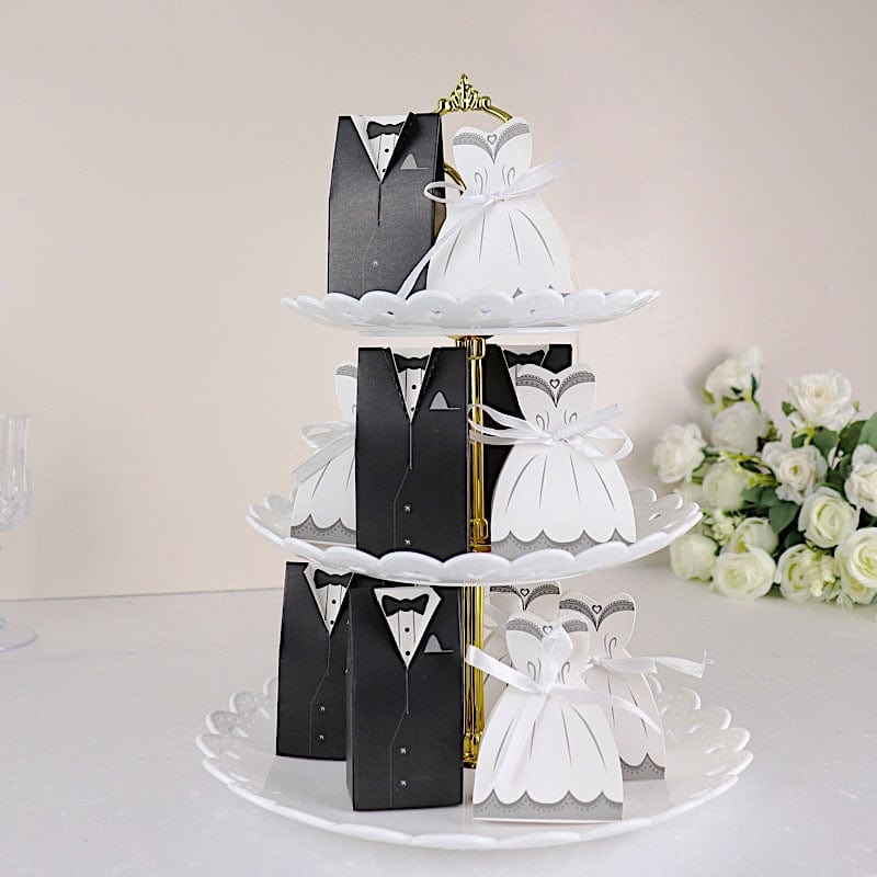 50 Favor Boxes Wedding Dress and Tuxedo Gift Holders - Black and White BOX_2X4_WED01_SET