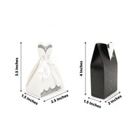 50 Favor Boxes Wedding Dress and Tuxedo Gift Holders - Black and White BOX_2X4_WED01_SET