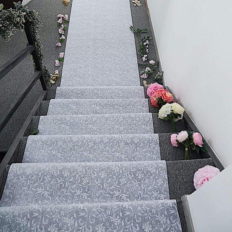 50 ft long Floral Lace Aisle Runner - White RUNER_LACE_50