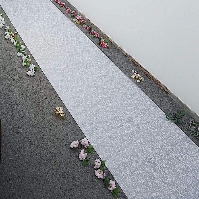 50 ft long Floral Lace Aisle Runner - White RUNER_LACE_50
