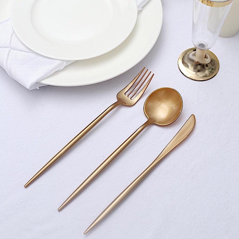 50 Heavy Duty Plastic Cutlery Spoons Forks and Knives Set - Disposable Tableware