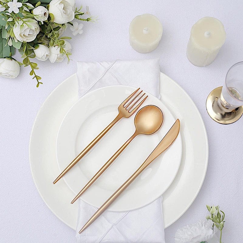 50 Heavy Duty Plastic Cutlery Spoons Forks and Knives Set - Disposable Tableware