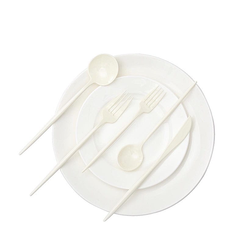 50 Heavy Duty Plastic Cutlery Spoons Forks and Knives Set - Disposable Tableware