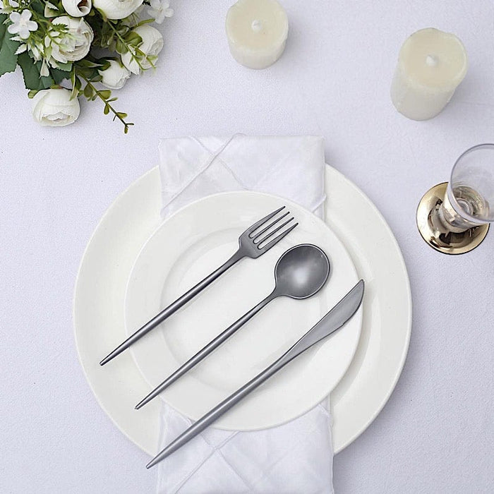 50 Heavy Duty Plastic Cutlery Spoons Forks and Knives Set - Disposable Tableware