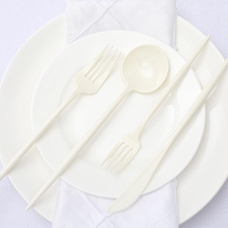 50 Heavy Duty Plastic Cutlery Spoons Forks and Knives Set - Disposable Tableware