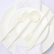 50 Heavy Duty Plastic Cutlery Spoons Forks and Knives Set - Disposable Tableware