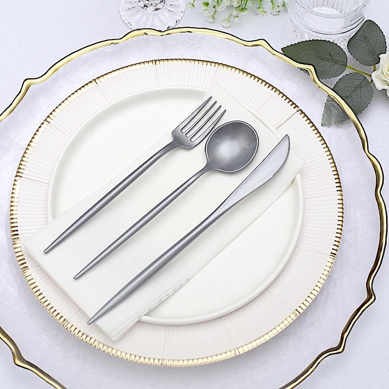 50 Heavy Duty Plastic Cutlery Spoons Forks and Knives Set - Disposable Tableware