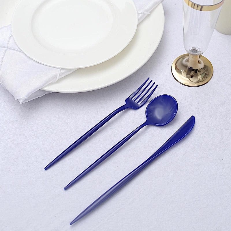 50 Heavy Duty Plastic Cutlery Spoons Forks and Knives Set - Disposable Tableware