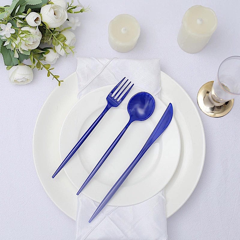 50 Heavy Duty Plastic Cutlery Spoons Forks and Knives Set - Disposable Tableware