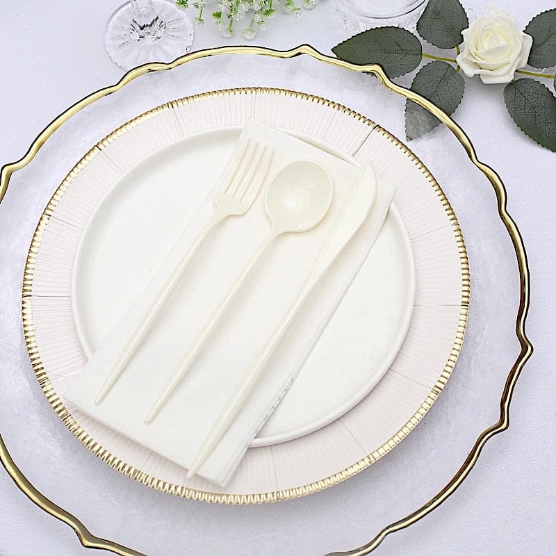 50 Heavy Duty Plastic Cutlery Spoons Forks and Knives Set - Disposable Tableware