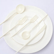 50 Heavy Duty Plastic Cutlery Spoons Forks and Knives Set - Disposable Tableware