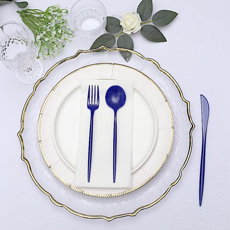 50 Heavy Duty Plastic Cutlery Spoons Forks and Knives Set - Disposable Tableware