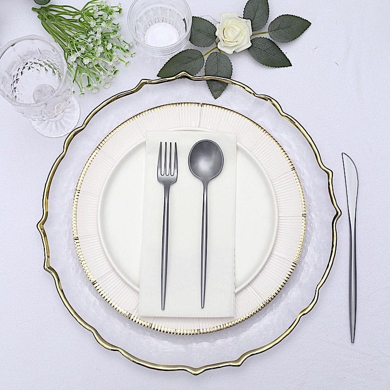 50 Heavy Duty Plastic Cutlery Spoons Forks and Knives Set - Disposable Tableware