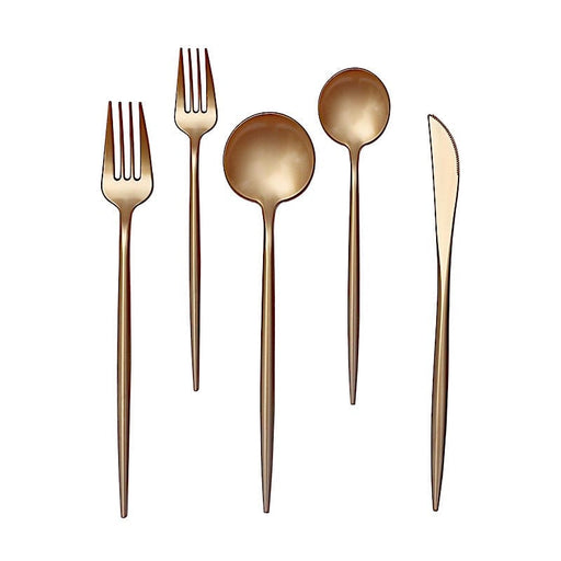 50 Heavy Duty Plastic Cutlery Spoons Forks and Knives Set - Disposable Tableware DSP_YY0012A_GOLD