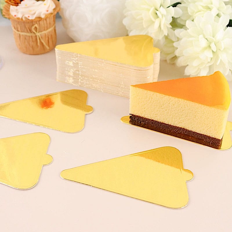 50 Metallic 5" Triangle Cake Boards Disposable Mini Dessert Trays - Gold CAKE_CARB009_TRI_GOLD