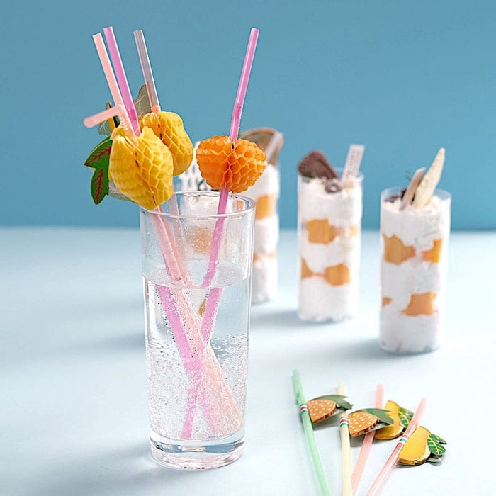 50 Mini Tropical Fruit Disposable Plastic Drinking Straws - Assorted STRAW_PLST02_FRUT